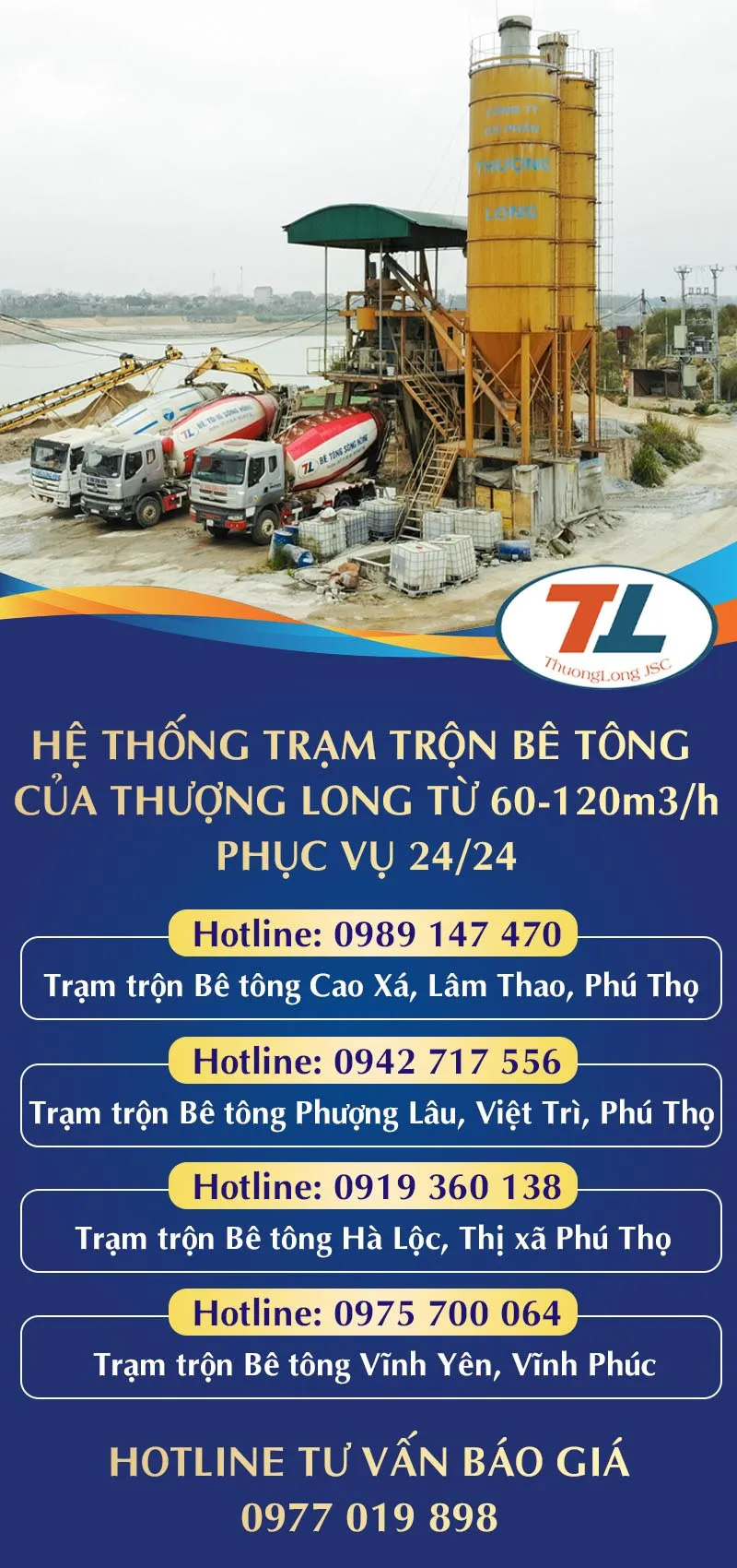 Hệ thống trạm trộn bê tông Thượng Long